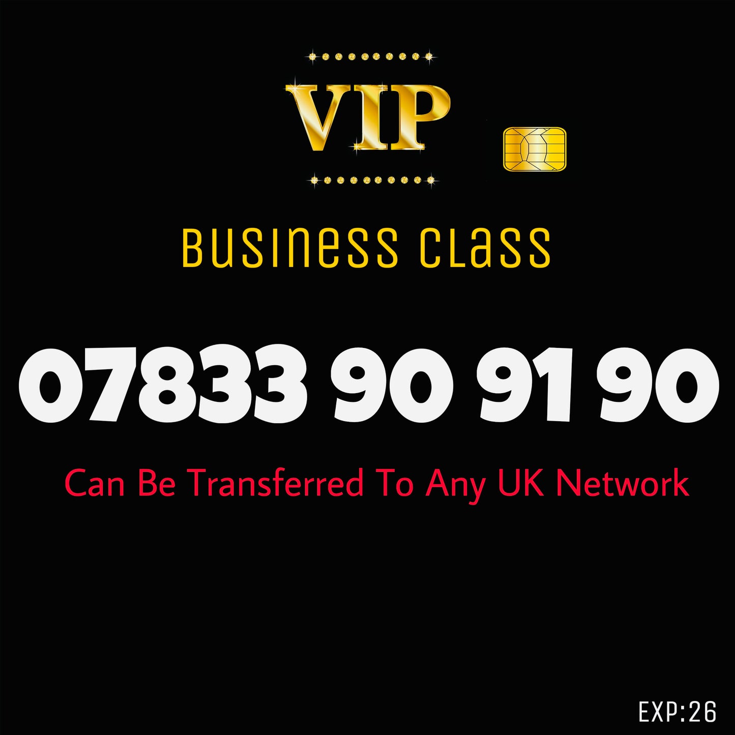 SIM CARD GOLD MOBILE PHONE EASY VIP MEMORABLE NUMBER DIAMOND PLATINUM 07833 90 91 90