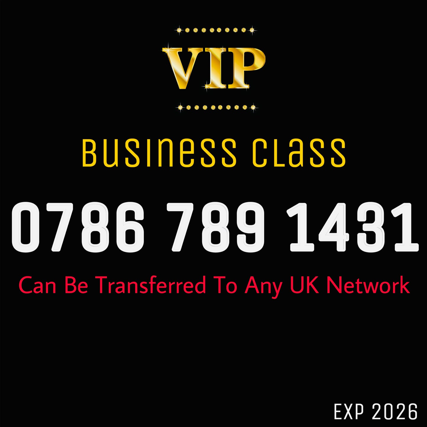 BUSINESS VIP GOLD SIM EASY MEMORABLE MOBILE PHONE NUMBER DIAMOND PLATINUM 0786 789 1431