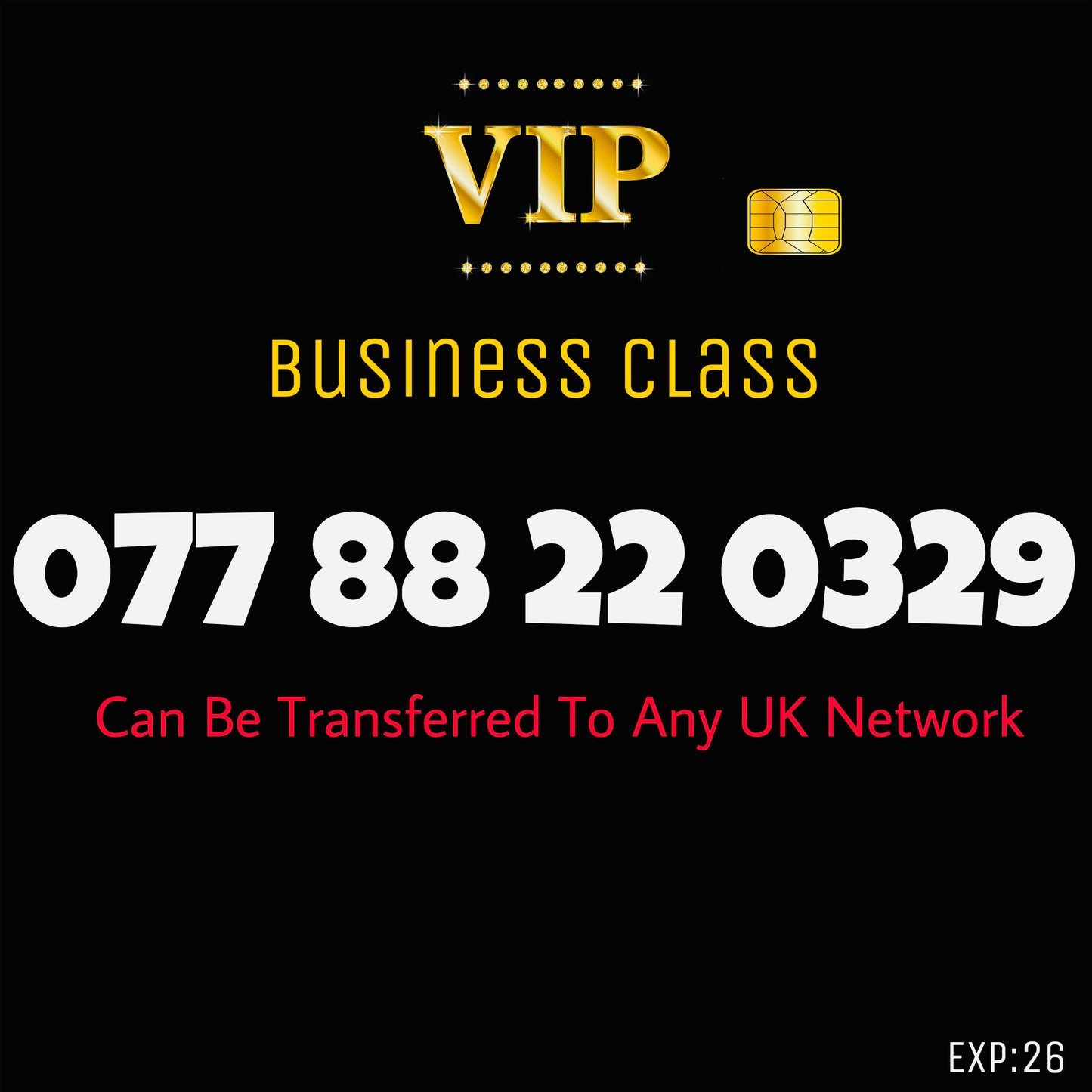 SIM CARD GOLD BUSINESS/PERSONAL VIP EASY MEMORABLE MOBILE PHONE NUMBER: 077 88 22 0329 DIAMOND PLATINUM