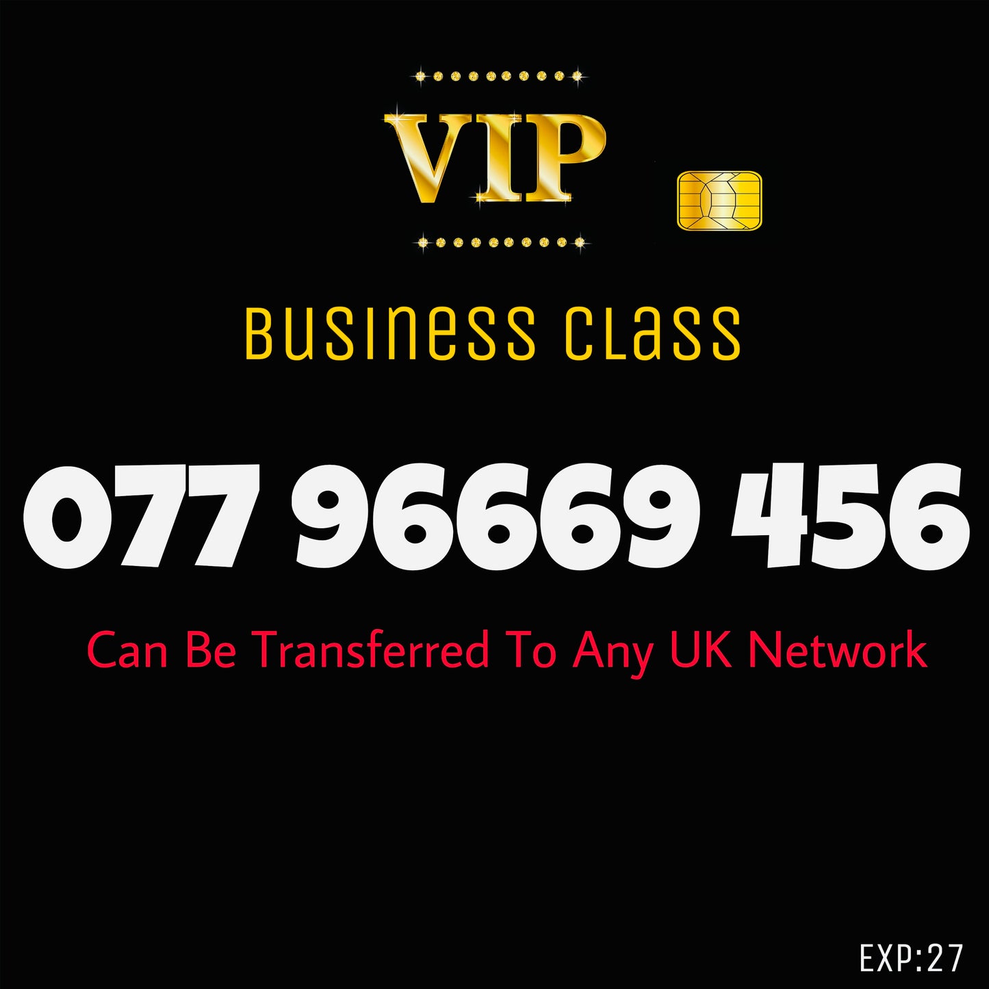 UK SIM CARD GOLD BUSINESS/PERSONAL VIP EASY MEMORABLE MOBILE PHONE NUMBER 077 96669 456 DIAMOND PLATINUM