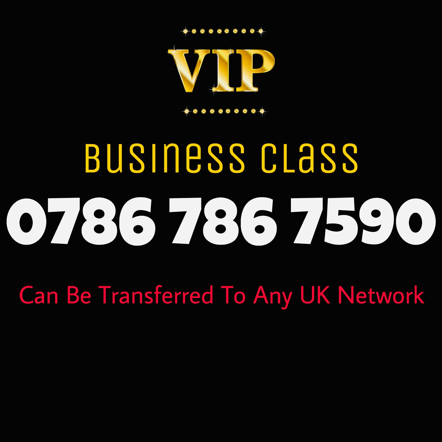 GOLD DIAMOND VIP PREMIUM EASY MEMORABLE MOBILE PHONE NUMBER SIM CARD 0786 786 7590