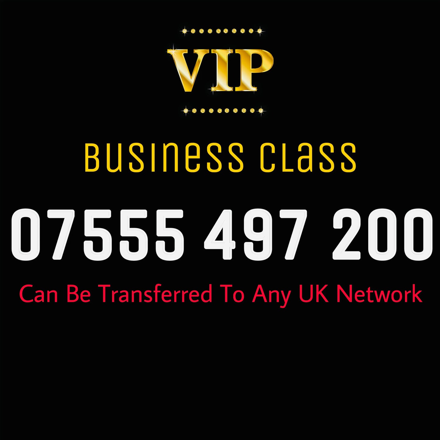 GOLD MOBILE PHONE SIM CARD EASY VIP MEMORABLE NUMBER DIAMOND PLATINUM 07555 497 200