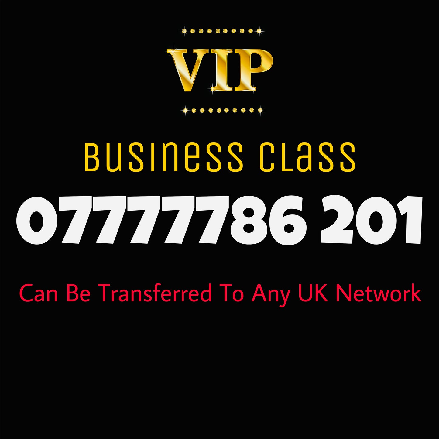 GOLD DIAMOND VIP PREMIUM EASY MEMORABLE MOBILE PHONE NUMBER SIM CARD 07777786 201