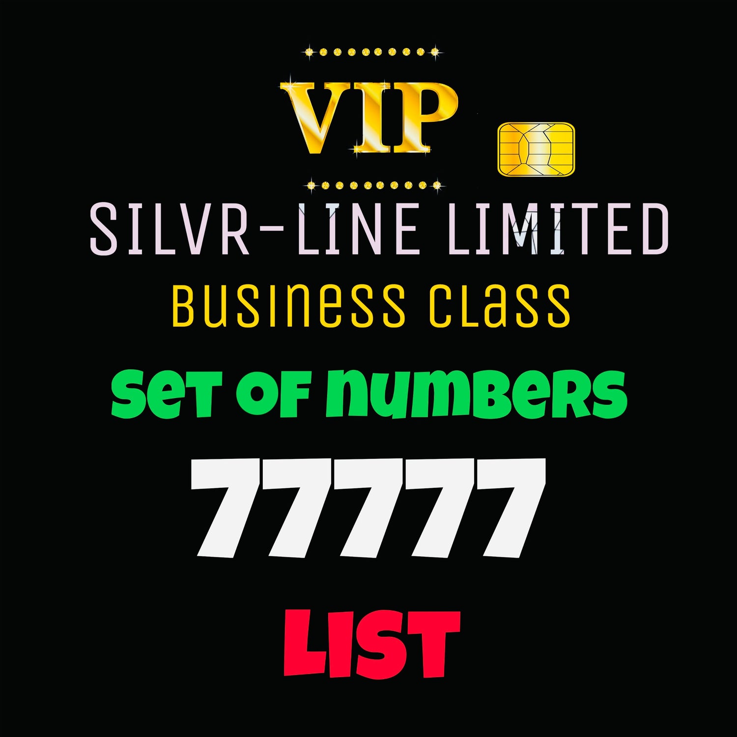GOLD DIAMOND VIP PREMIUM EASY MEMORABLE MOBILE PHONE NUMBER SIM CARD LIST OF 077777 COLLECTION