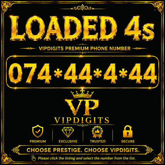 07 44444 Loaded 4s Gold VIP Mobile Number UK – Rare Premium Easy-to-Remember Business SIM