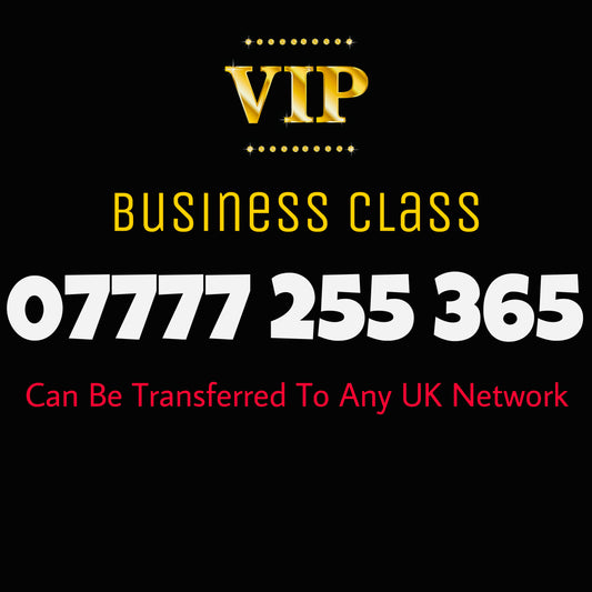 GOLD VIP BUSINESS Easy Memorable Platinum Diamond Mobile Number Sim Card 07777 255 365