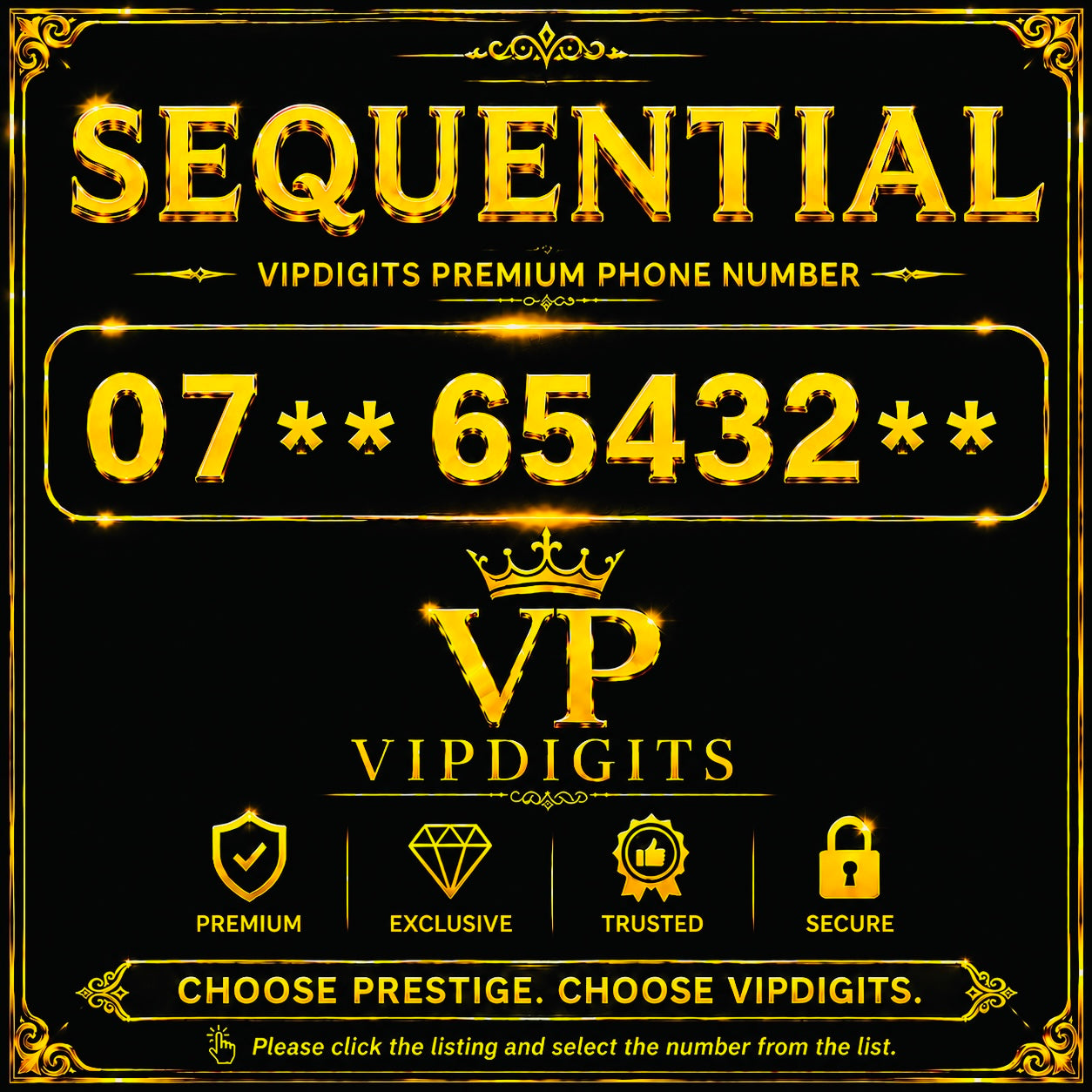 07 654321 Gold VIP Mobile Numbers UK – Iconic Countdown Premium Easy-to-Remember Business SIM Cards