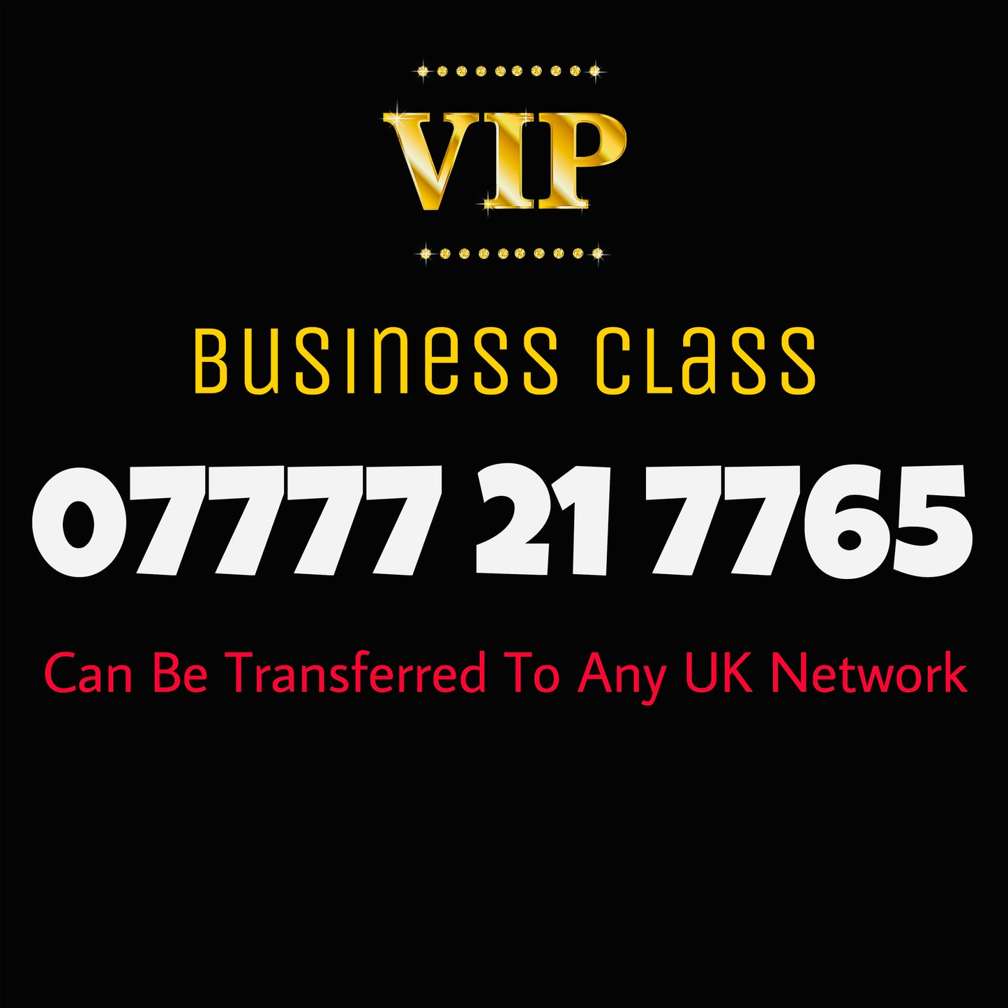 GOLD SIM BUSINESS VIP EASY MEMORABLE MOBILE PHONE NUMBER DIAMOND PLATINUM  07777 21 7765