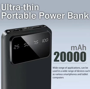 20000mAh Fast Charge Portable Power Bank High Capacity USB Phone Charger UK