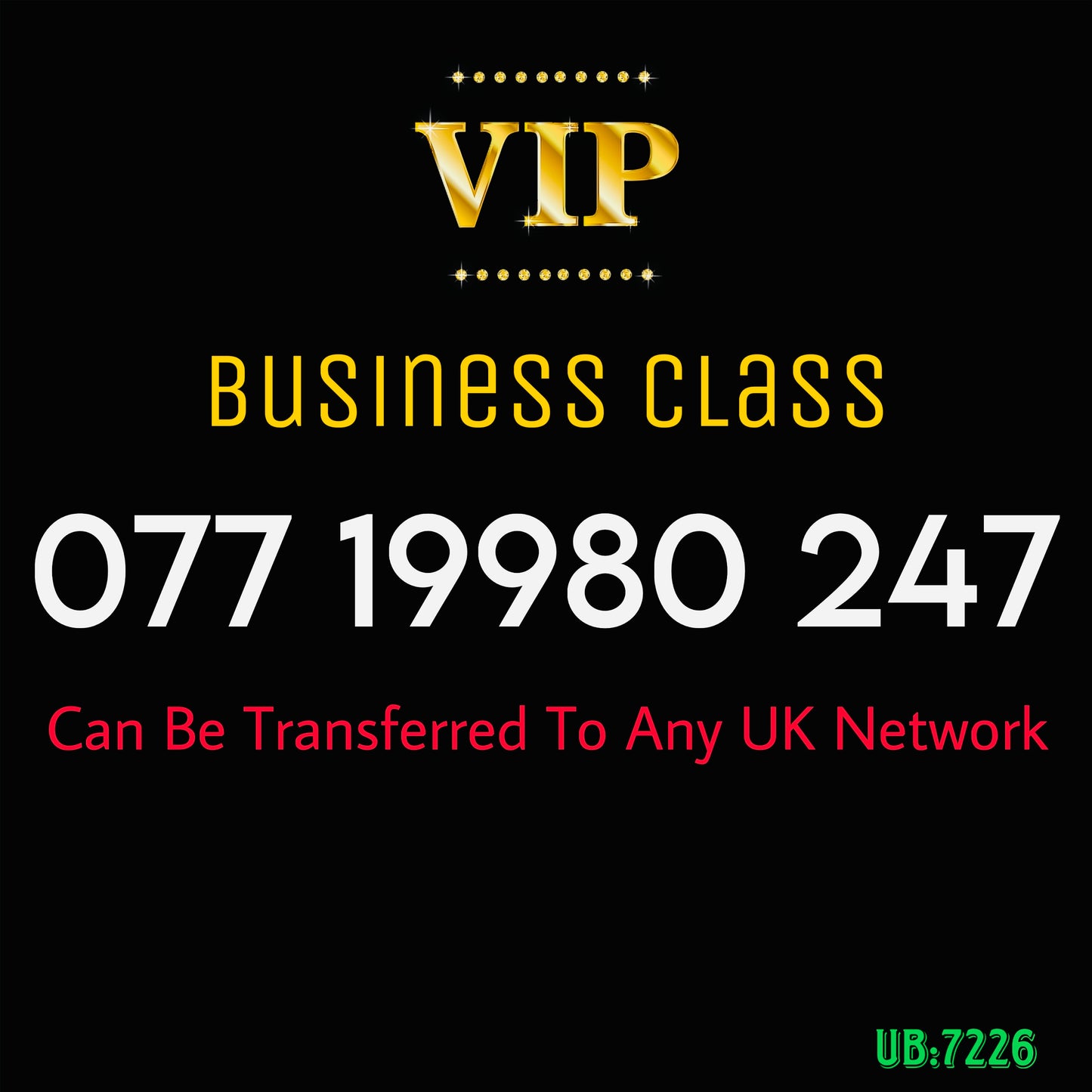 GOLD BUSINESS/PERSONAL VIP EASY MEMORABLE MOBILE PHONE NUMBER SIM CARD 077 1998 0 247