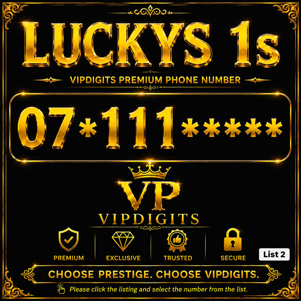 07 111 Gold Diamond VIP Mobile Number UK – Lucky 1s Rare Premium Easy-to-Remember SIM