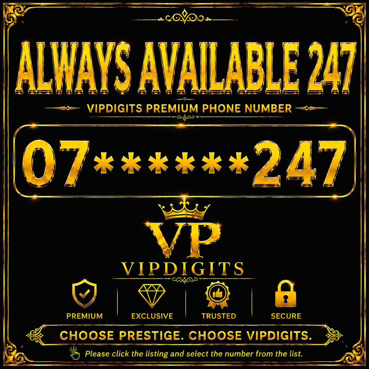 07 247 Gold Mobile Numbers UK | Premium VIP Phone Numbers