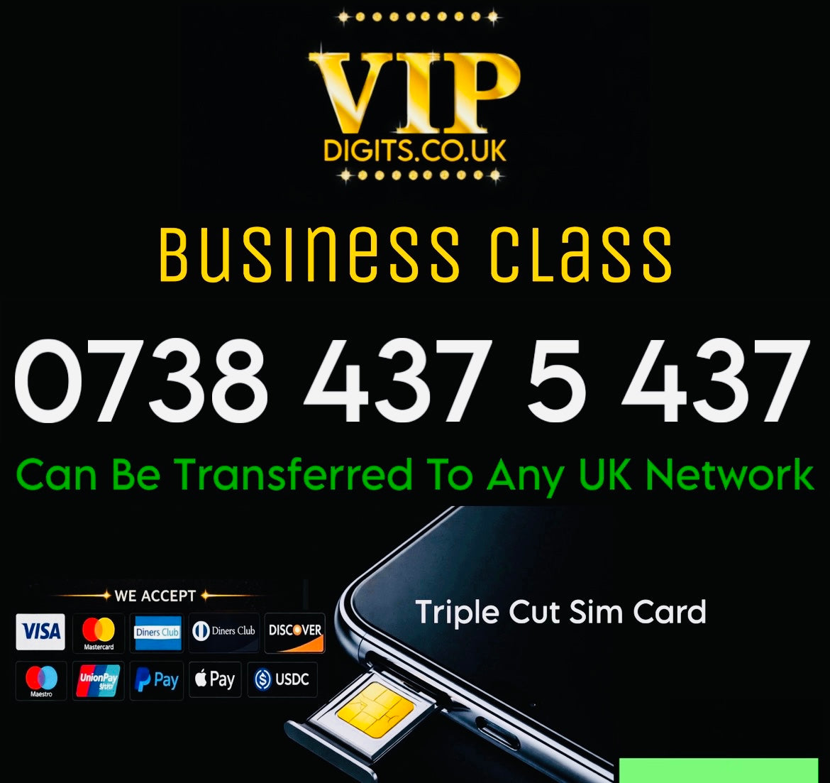 0738 437 5 437 Gold Premium UK VIP Mobile Number – Easy To Remember Fancy Number
