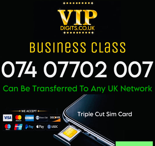 MOBILE NUMBER JAMES BOND VIP GOLD EASY MEMORABLE PREMIUM SIM CARD 07407702 007