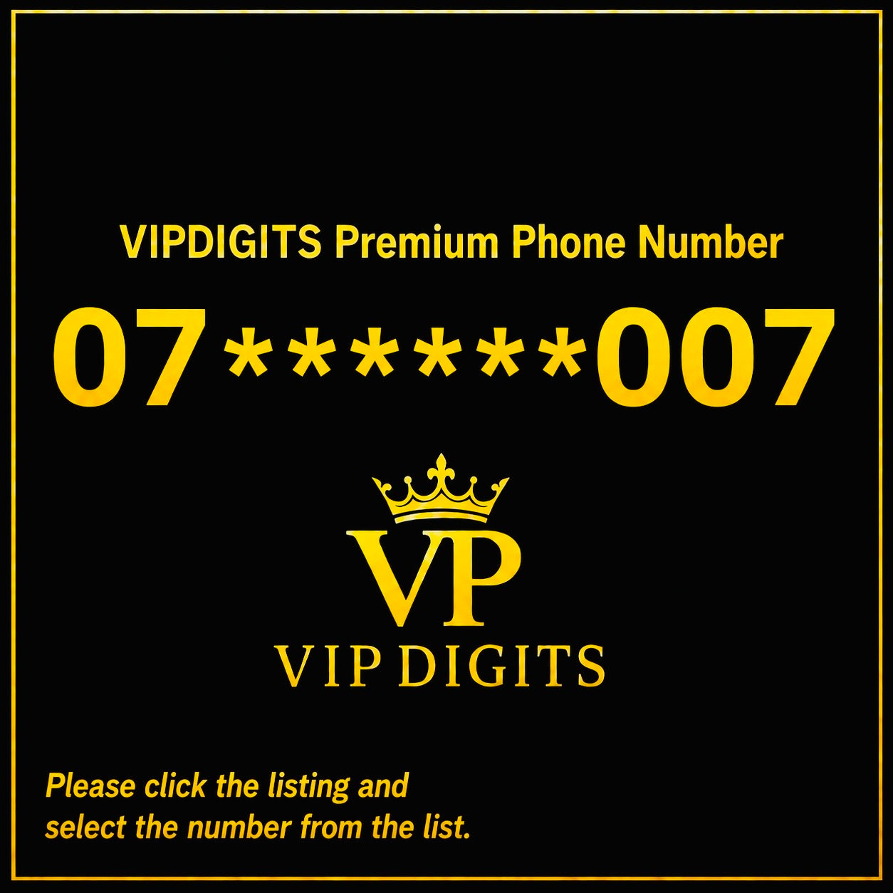 007 Gold VIP Mobile Number UK – Premium Diamond Memorable SIM Card