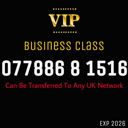 BUSINESS VIP GOLD SIM EASY MEMORABLE MOBILE PHONE NUMBER DIAMOND PLATINUM 077886 8 1516