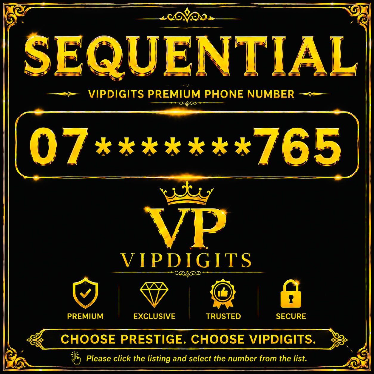 07 765 Gold VIP Mobile Numbers UK – Premium Easy-to-Remember Luxury SIM Cards