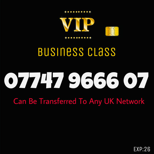 SIM CARD GOLD  BUSINESS/PERSONAL VIP EASY MEMORABLE MOBILE PHONE NUMBER:07747 9666 07 DIAMOND PLATINUM