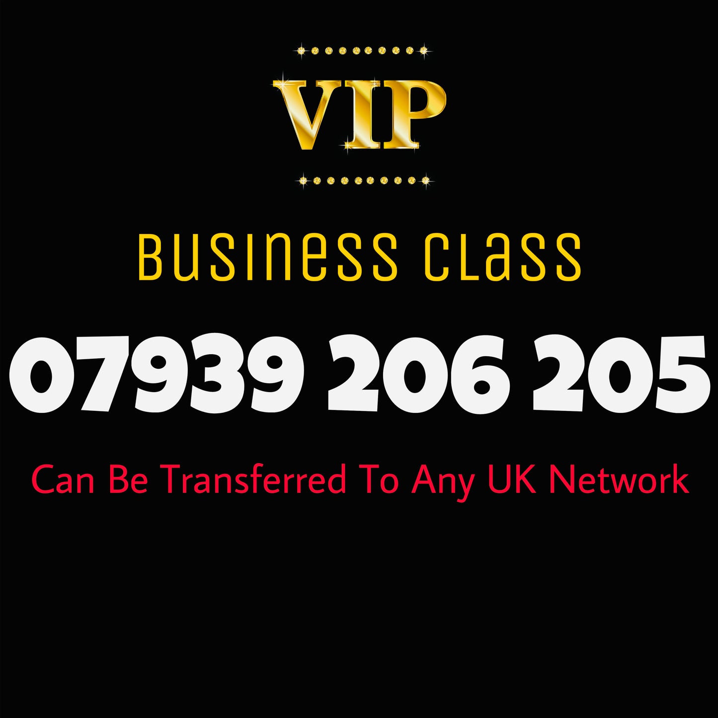 VIP GOLD MOBILE NUMBER BUSINESS CLASS EASY MEMORABLE PREMIUM SIM CARD 07939 206 205
