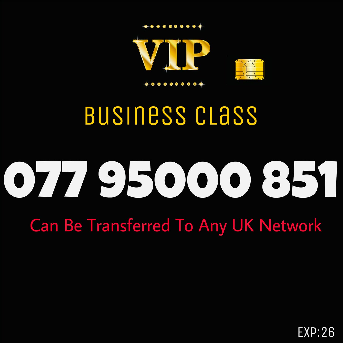 UK SIM CARD GOLD  BUSINESS/PERSONAL VIP EASY MEMORABLE MOBILE PHONE NUMBER: 077 95000 851 DIAMOND PLATINUM