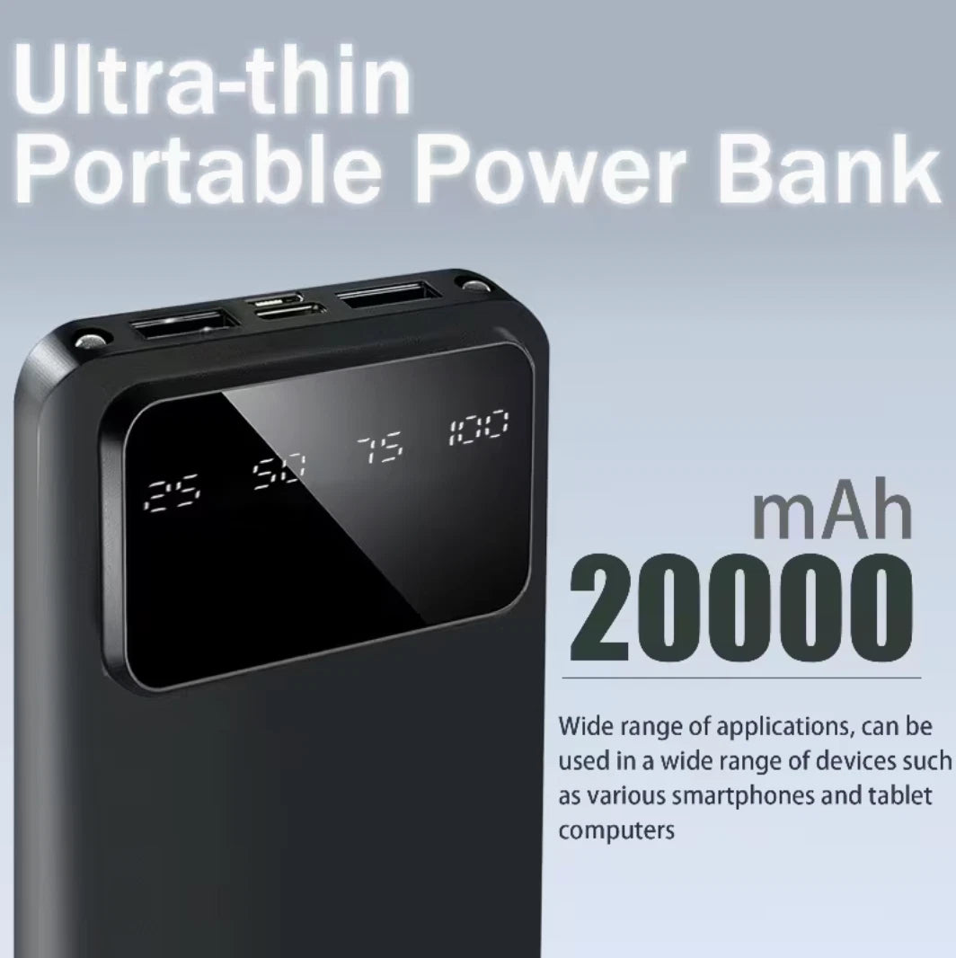 20000mAh Fast Charge Portable Power Bank High Capacity USB Phone Charger UK
