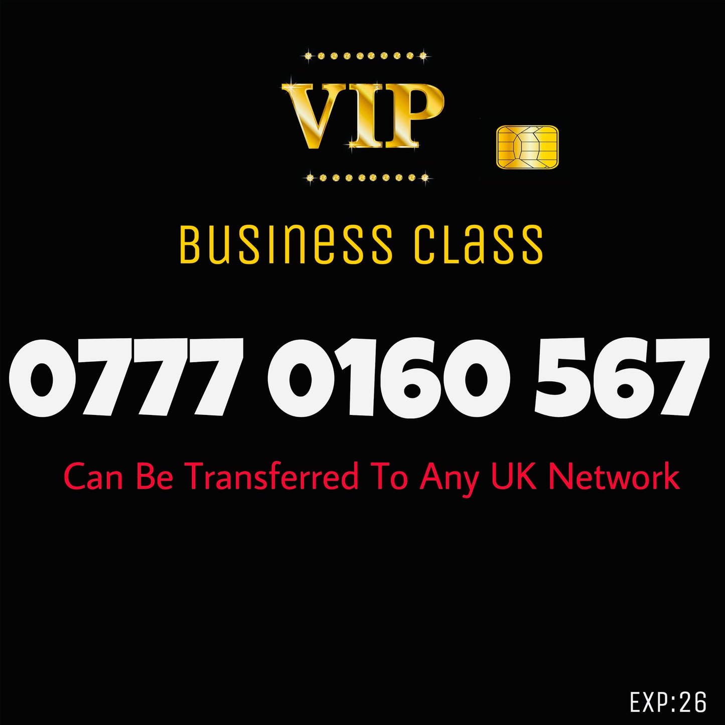SIM CARD GOLD  BUSINESS/PERSONAL VIP EASY MEMORABLE MOBILE PHONE NUMBER: 0777 0160 567  DIAMOND PLATINUM