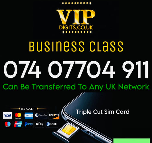 MOBILE PHONE SIM CARD EASY VIP MEMORABLE NUMBER DIAMOND PLATINUM 074 07704 911