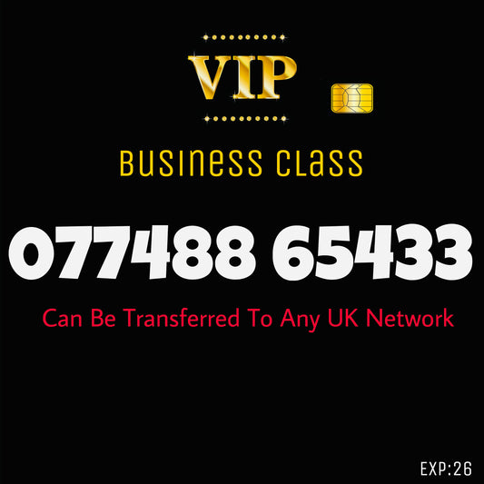 SIM CARD GOLD  BUSINESS/PERSONAL VIP EASY MEMORABLE MOBILE PHONE NUMBER: 077488 65433  DIAMOND PLATINUM