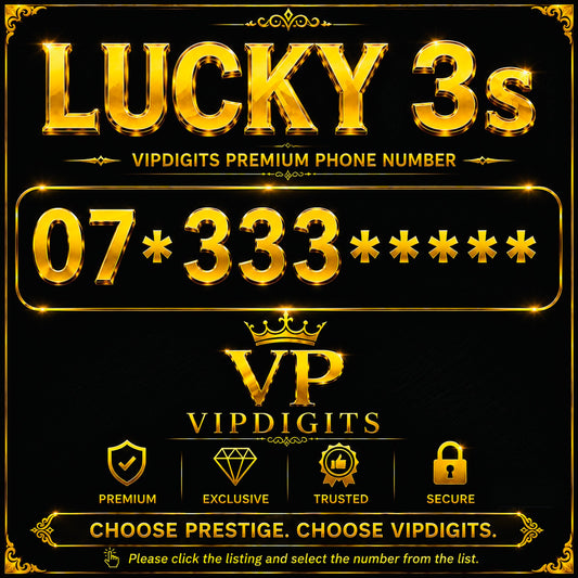 07 333 Gold Diamond VIP Mobile Number UK – Lucky 3s Rare Premium Easy-to-Remember SIM