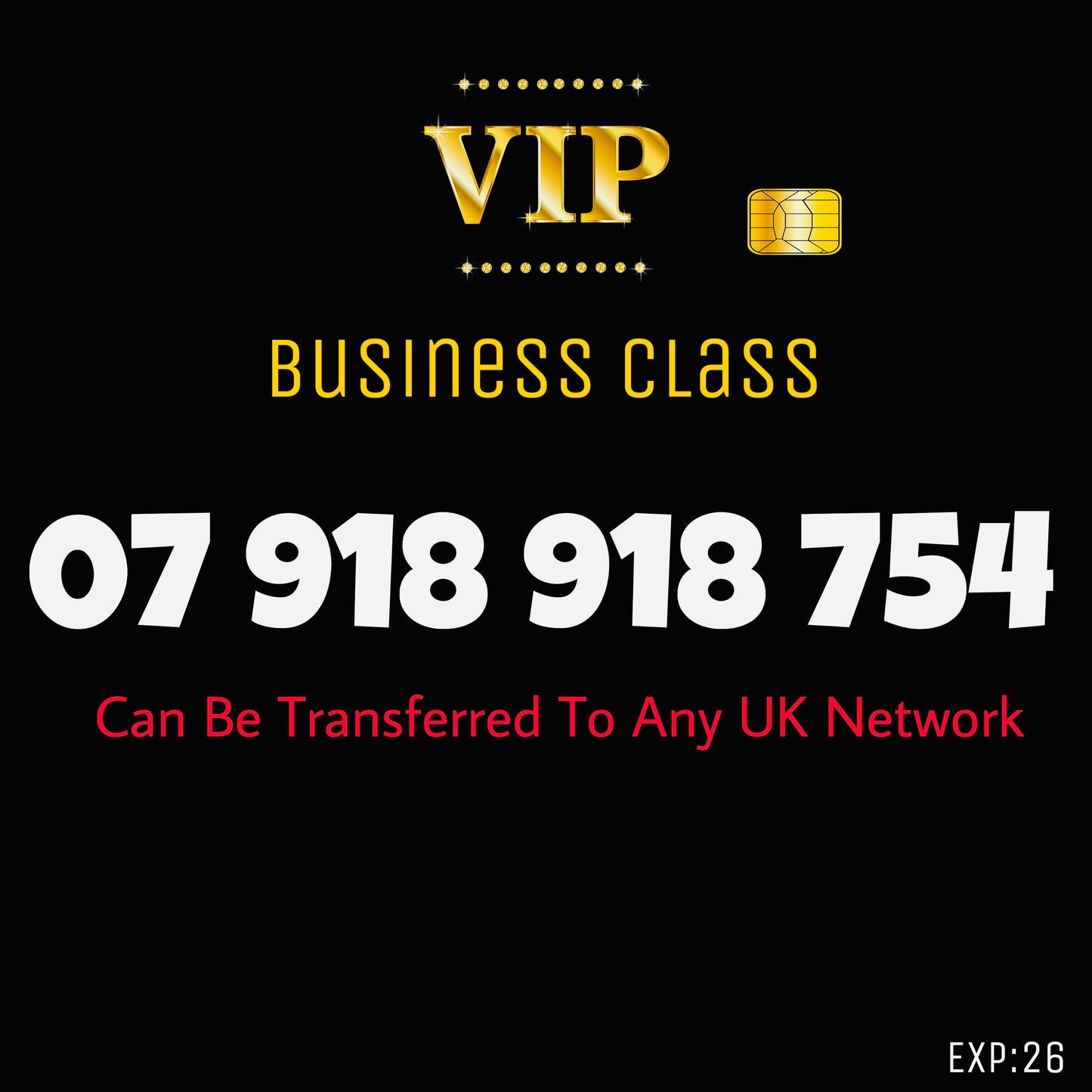 SIM CARD GOLD  BUSINESS/PERSONAL VIP EASY MEMORABLE MOBILE PHONE NUMBER 07 918 918 754 DIAMOND PLATINUM