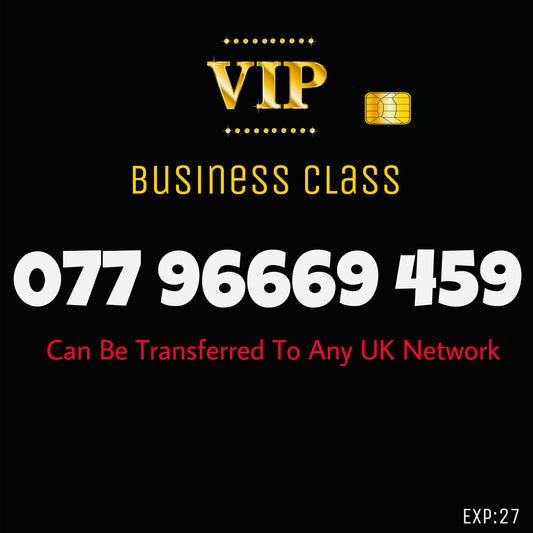 UK SIM CARD GOLD  BUSINESS/PERSONAL VIP EASY MEMORABLE MOBILE PHONE NUMBER 077 96669 459 DIAMOND PLATINUM