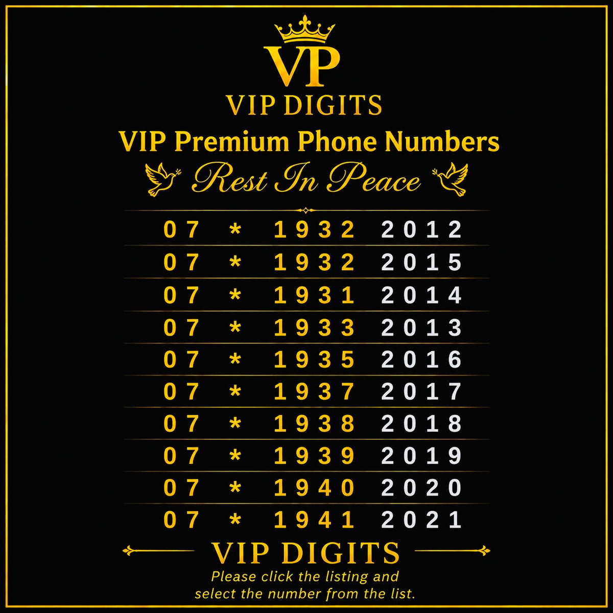 Rest In Peace Gold VIP Mobile Number UK – Premium Memorable Easy-to-Remember SIM Card