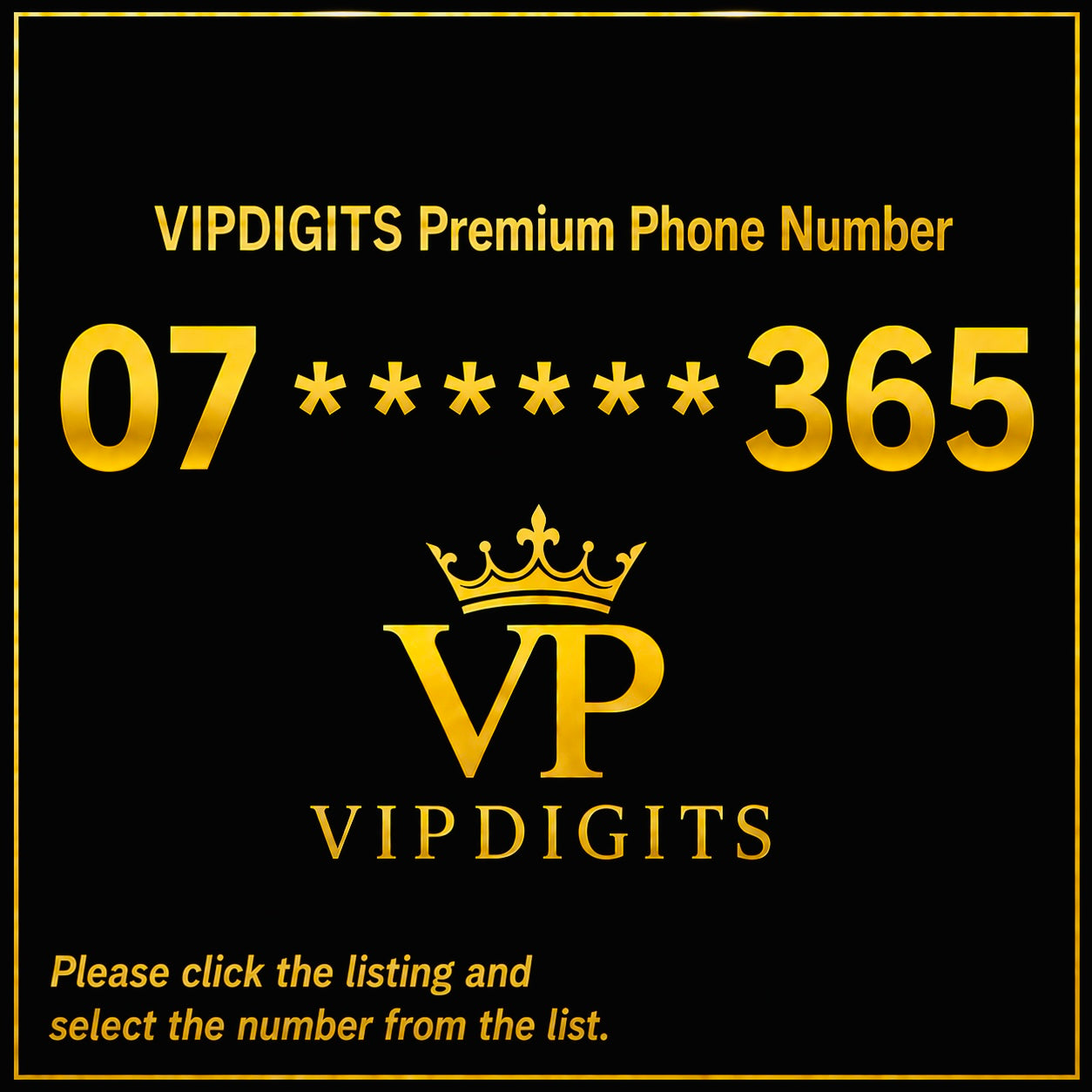 07 365 Gold VIP Mobile Number | Rare Short Premium SIM UK