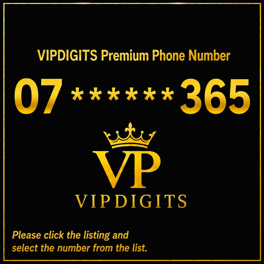 07 365 Gold VIP Mobile Number | Rare Short Premium SIM UK