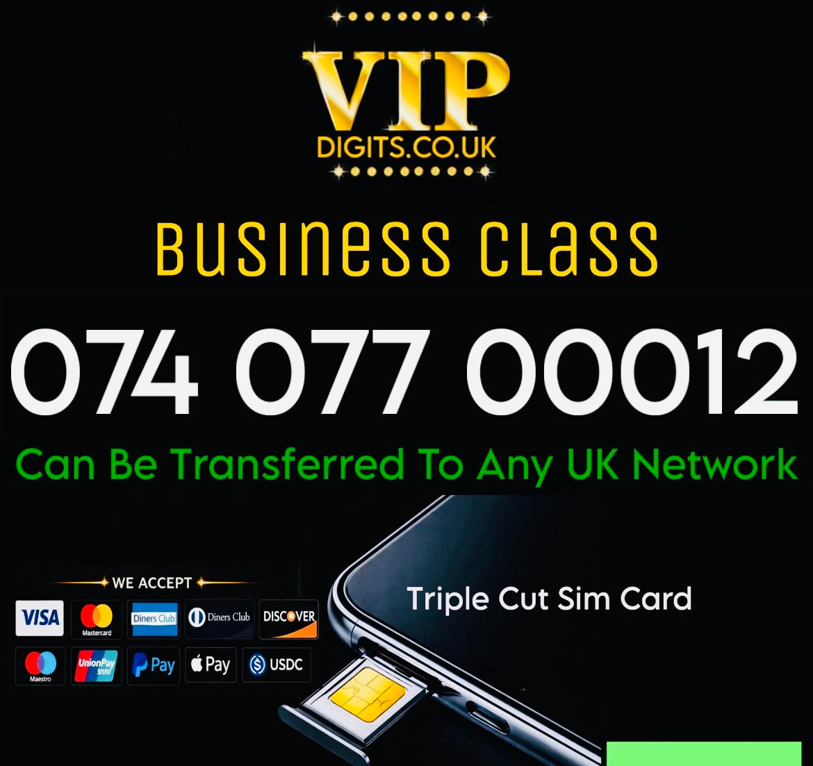 VIP Mobile Number 074 077 00012 – Double Repeating & Memorable Digits