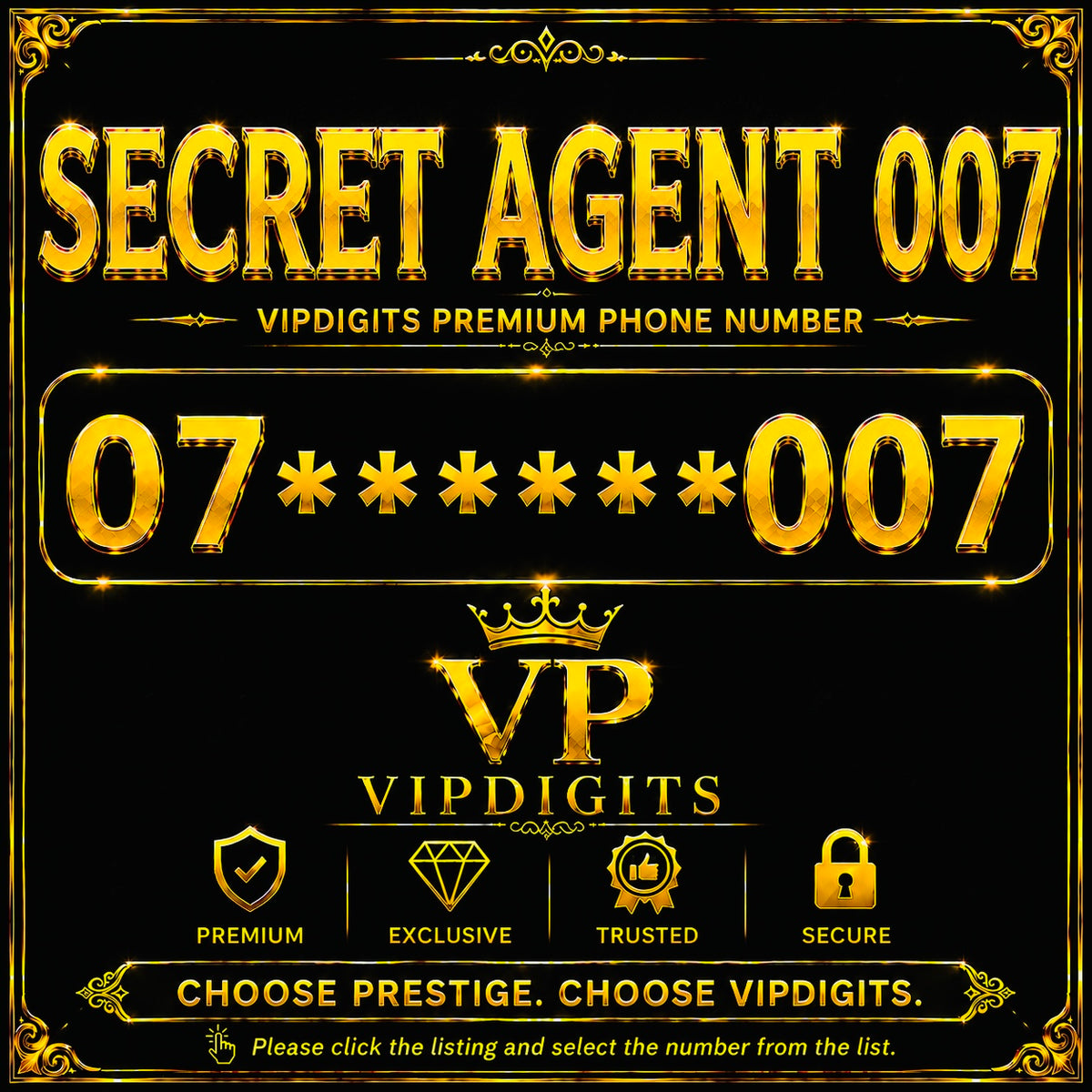 007 Gold Diamond VIP Mobile Number UK – Iconic Premium Easy-to-Remember SIM Card