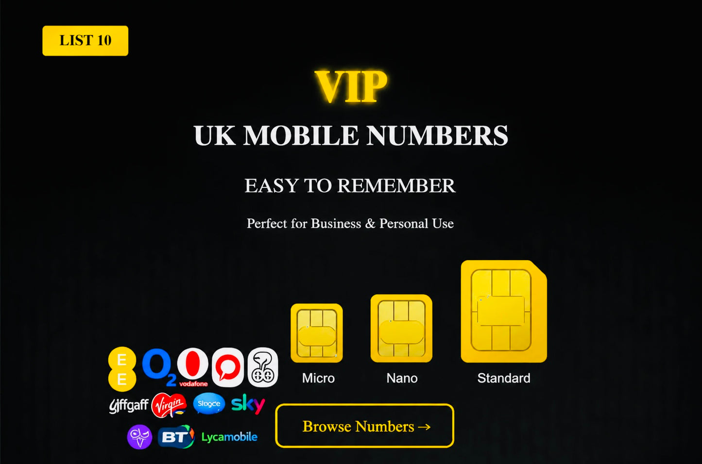 Gold Business VIP Mobile Numbers UK – Premium Diamond Numbers List 10