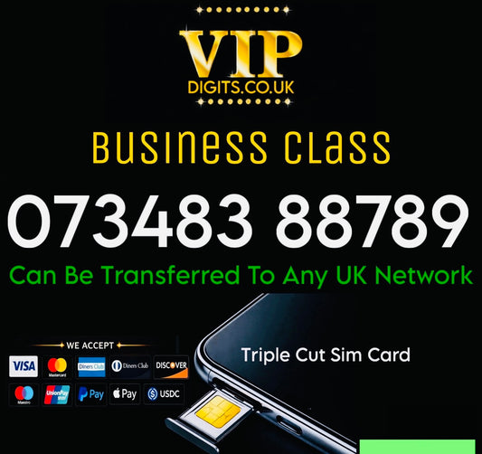 UK SIM CARD GOLD  BUSINESS/PERSONAL VIP EASY MEMORABLE MOBILE PHONE NUMBER 073483 88 789  DIAMOND PLATINUM