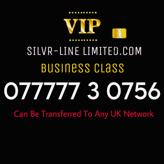 VIP GOLD NUMBER EASY MOBILE PHONE NUMBER UK VIP SIM 077777 30756