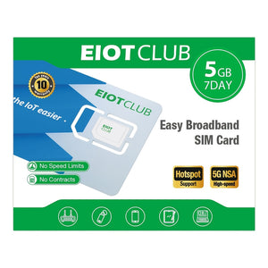 EIOTCLUB 5Gb/7-Day Europe Data SIM Card | Prepaid 5G/4G LTE for 33 European Nations | No Contract, Rechargeable, Data-Solely for Mobile Phones, Tablets, And Routers