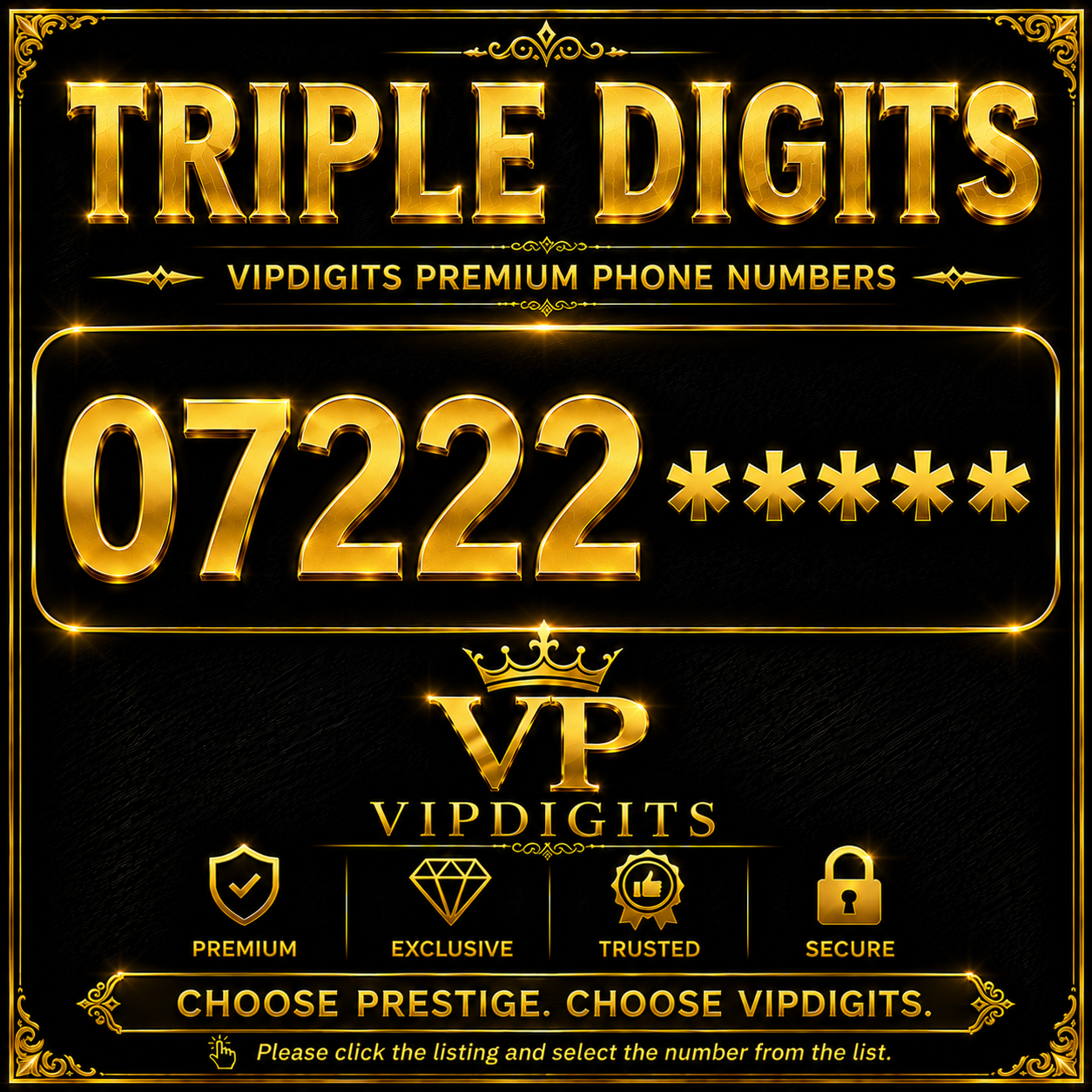 07 222 Gold Triple 2 Phone Numbers UK – Buy Premium VIP Easy-to-Remember Mobile Numbers