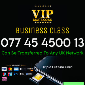 07745 4500 13 Gold VIP Mobile Number UK – Premium Easy-to-Remember Luxury SIM Card