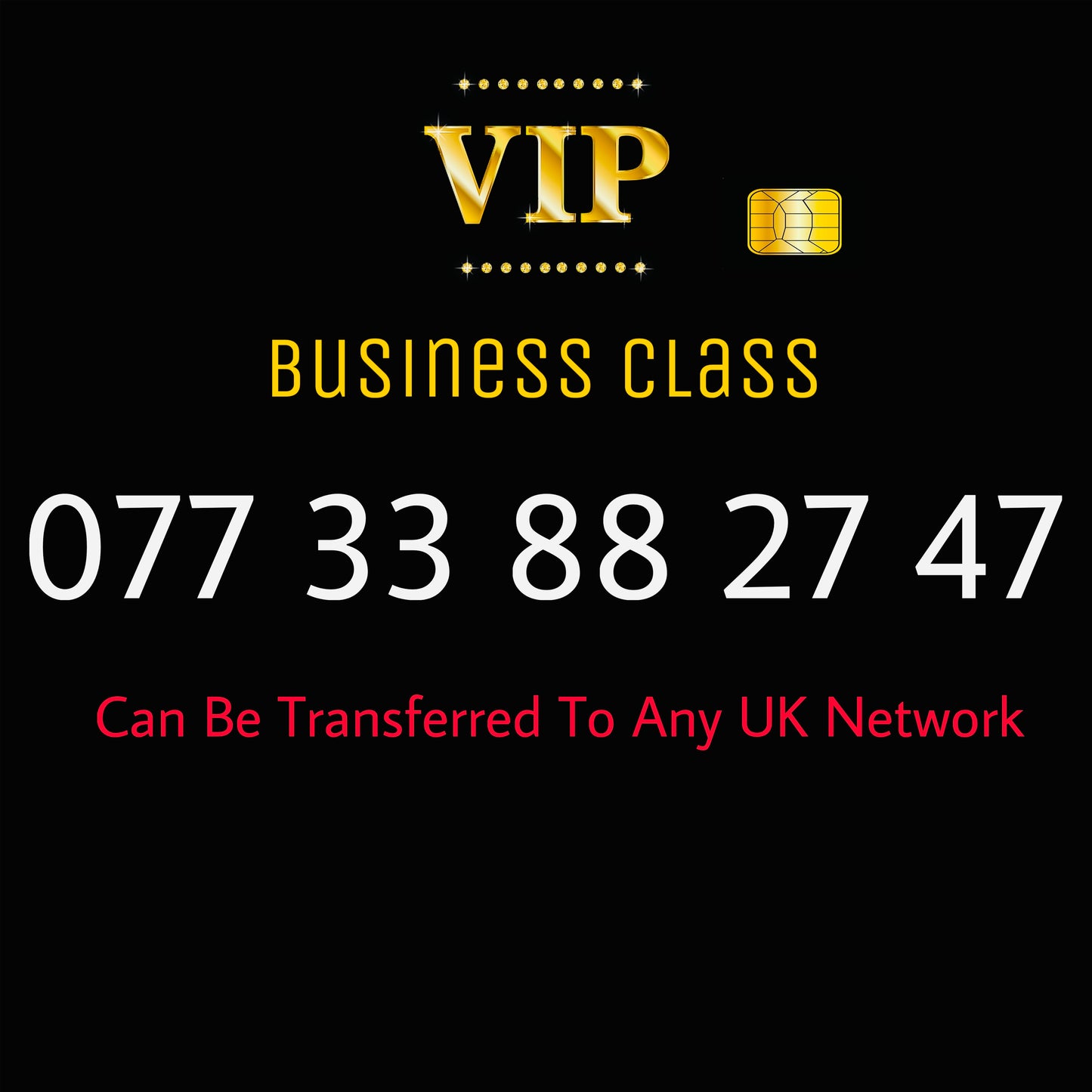 GOLD PERSONAL/BUSINESS SIM CARD VIP EASY MEMORABLE MOBILE PHONE NUMBER 077 33 88 27 47