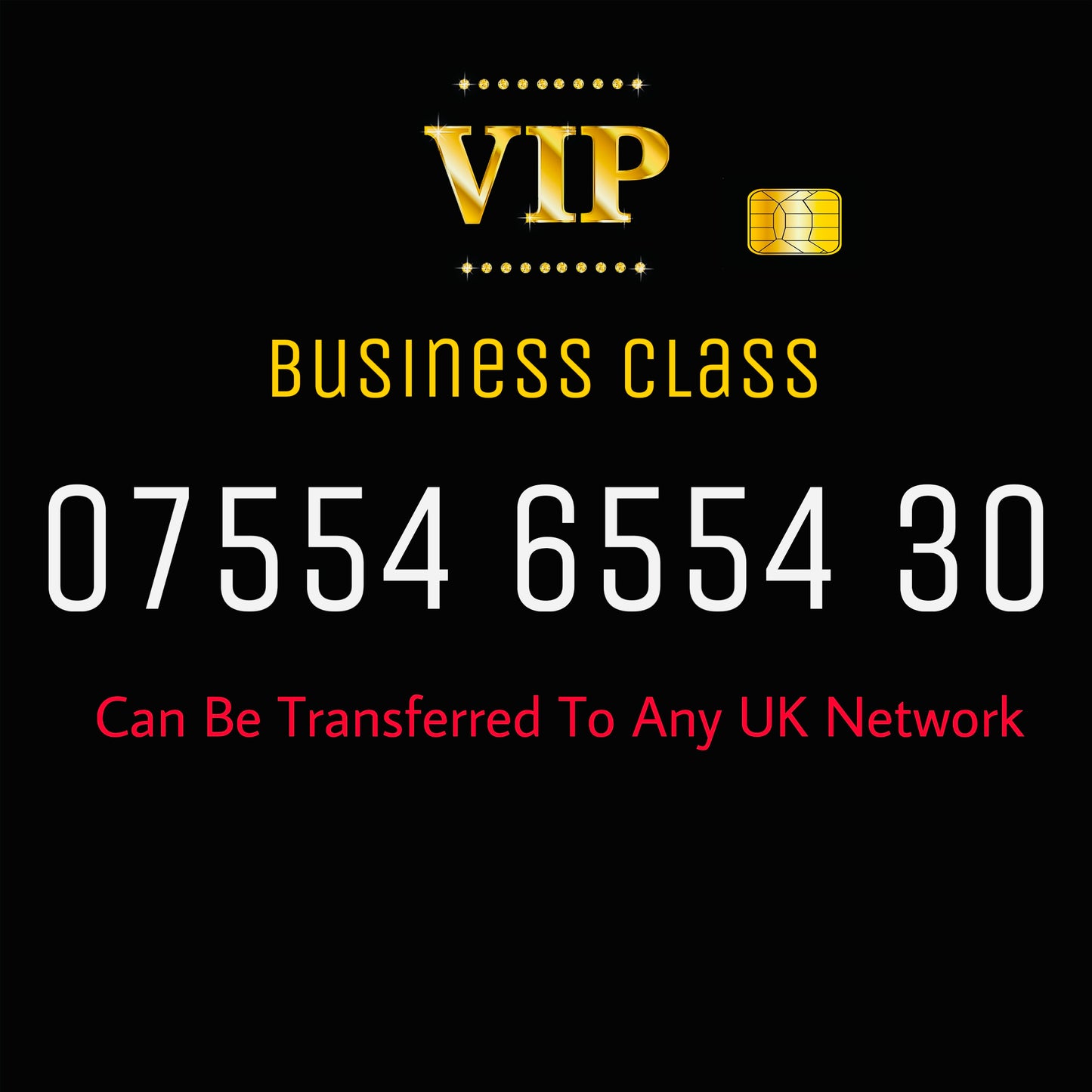GOLD PERSONAL/BUSINESS SIM CARD VIP EASY MEMORABLE MOBILE PHONE NUMBER 07554 6 554 30