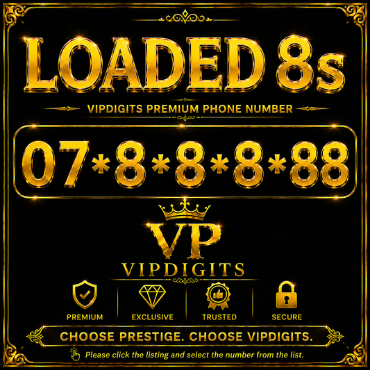 07 88888 Loaded 8s Gold VIP Mobile Numbers UK – Rare Luxury Easy-to-Remember Premium SIM Cards