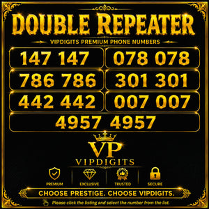 3 Digits Double Repeater VIP Mobile Numbers UK – Premium Easy-to-Remember Gold Diamond SIM Cards