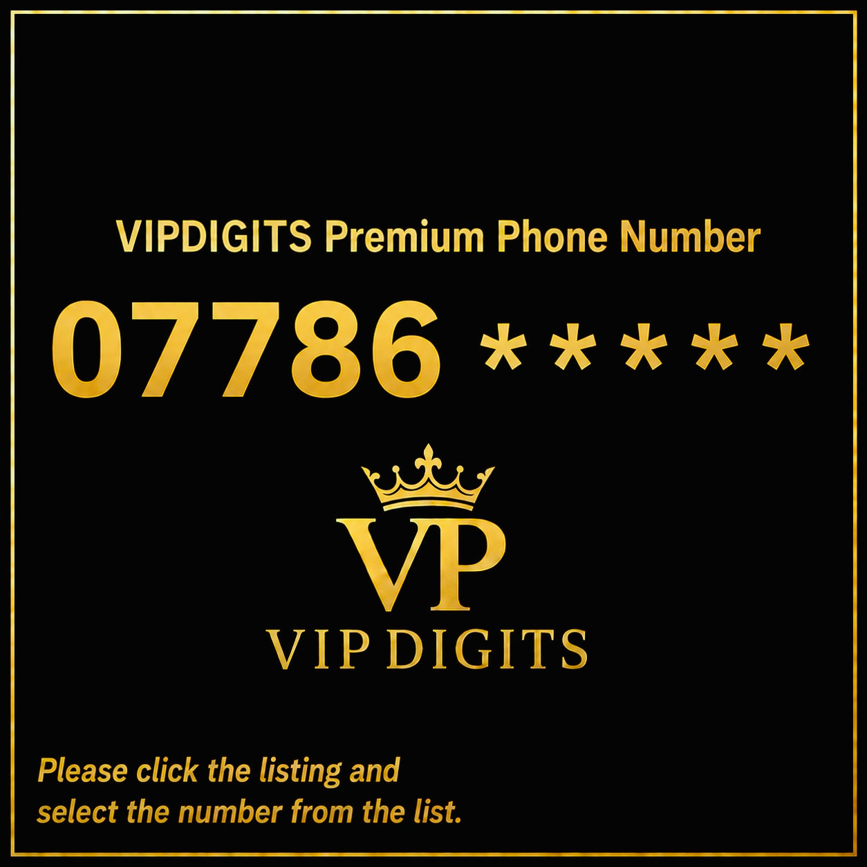 GOLD DIAMOND VIP PREMIUM EASY  MEMORABLE BISMILLAH MOBILE PHONE NUMBER SIM CARD 07786 LIST 2