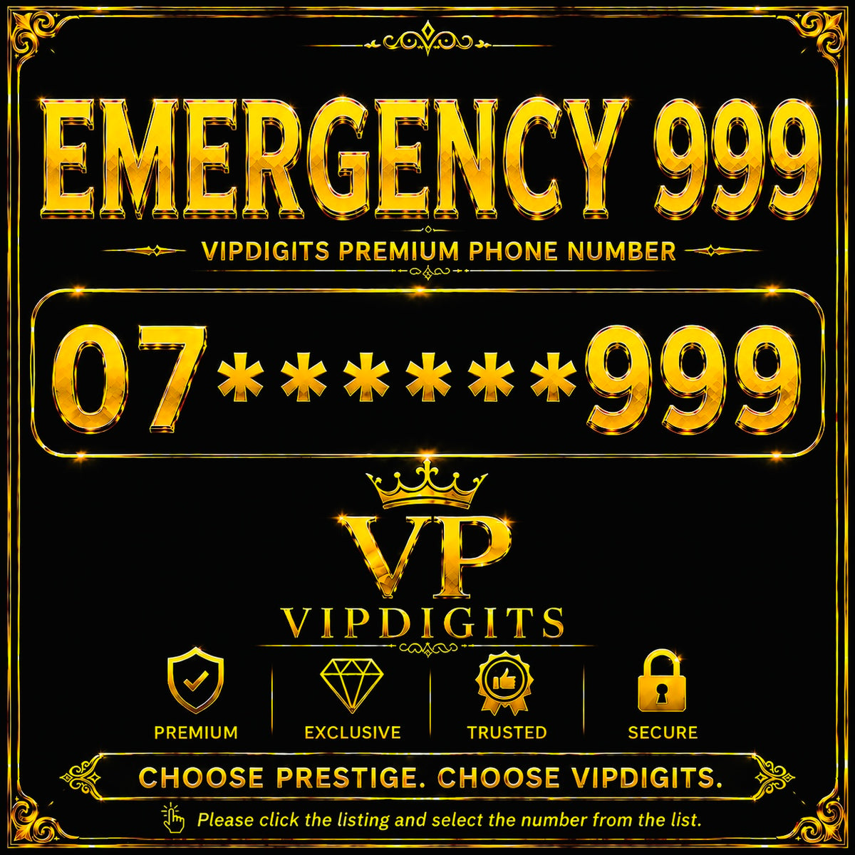 07 999 Gold Diamond VIP Mobile Number – Rare Short Triple 9 Premium Easy-to-Remember SIM