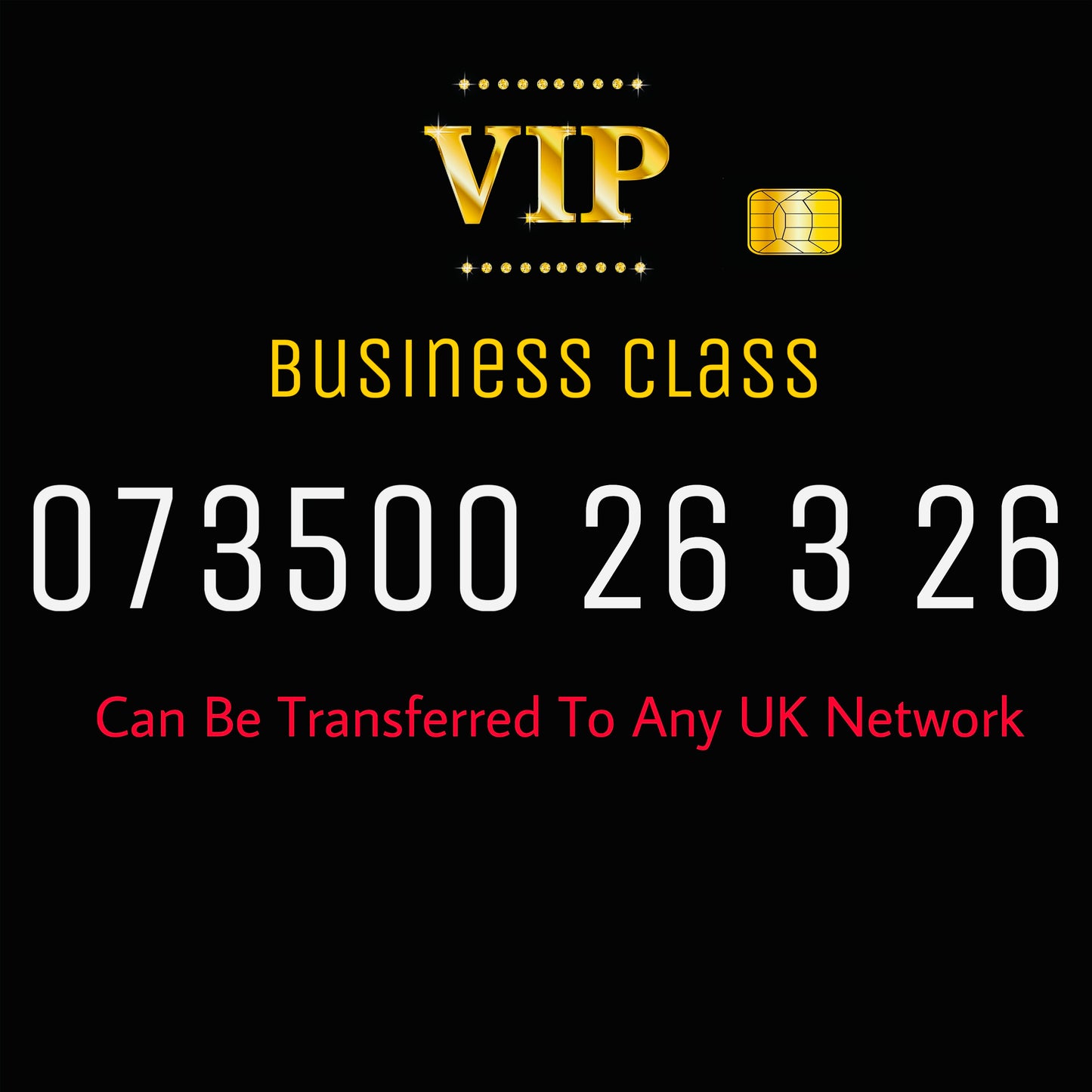 VIP GOLD MOBILE PHONE SIM CARD EASY VIP MEMORABLE NUMBER DIAMOND PLATINUM 073500 26 3 26