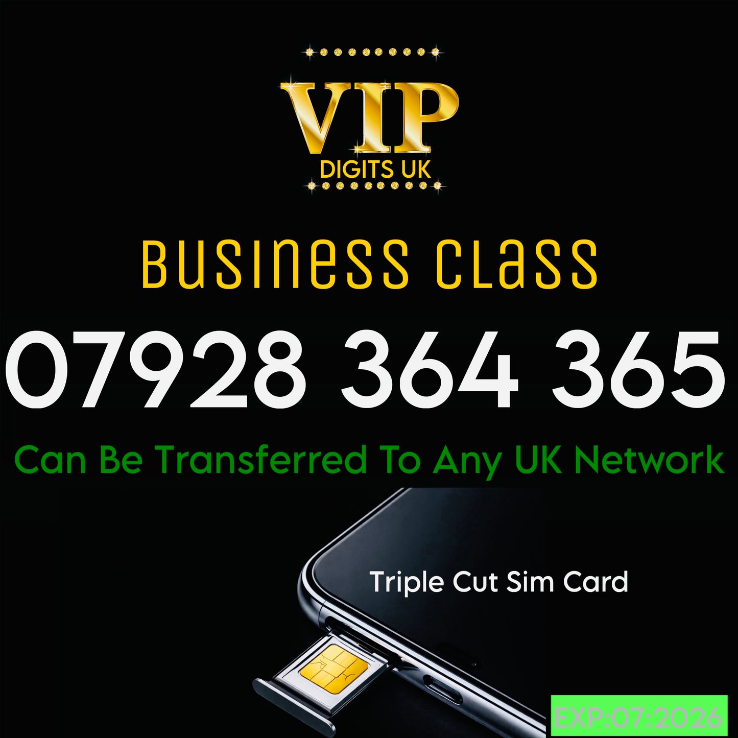VIP Gold Mobile Number UK 07928 364 365 | Premium Memorable SIM Card